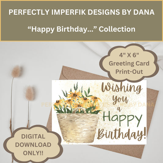 Digital Birthday Greeting Card 4X6 Inch Black-Eyed Susan Floral