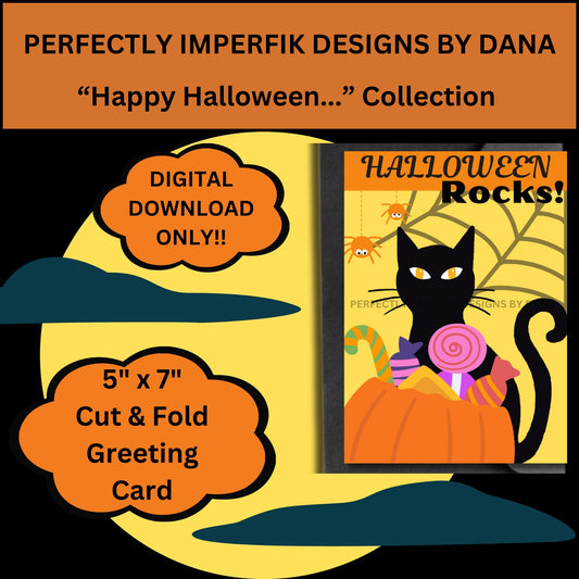 Digital Download Greeting Card Halloween Rocks Printable 5X7 in.