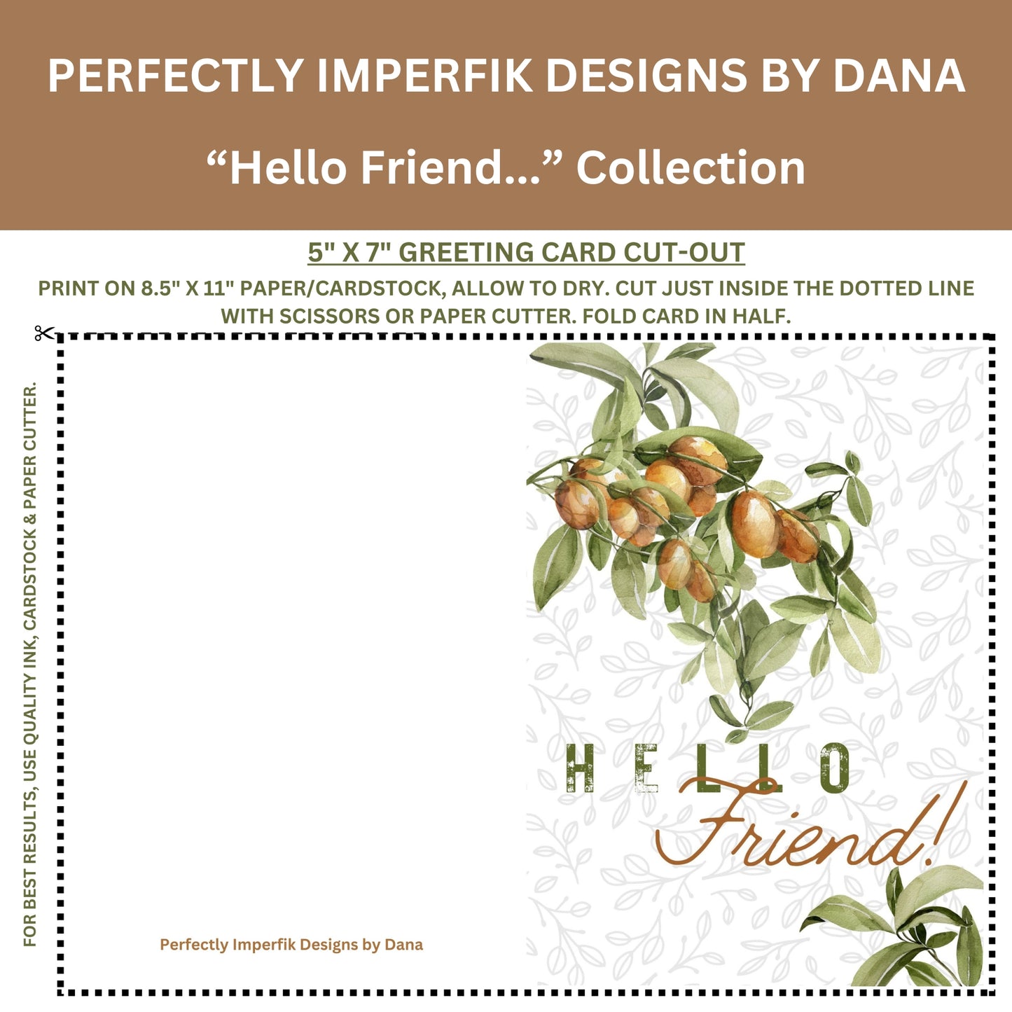 Digital 'Hello Friend' Greeting Card Download Print Cut & Fold 5x7