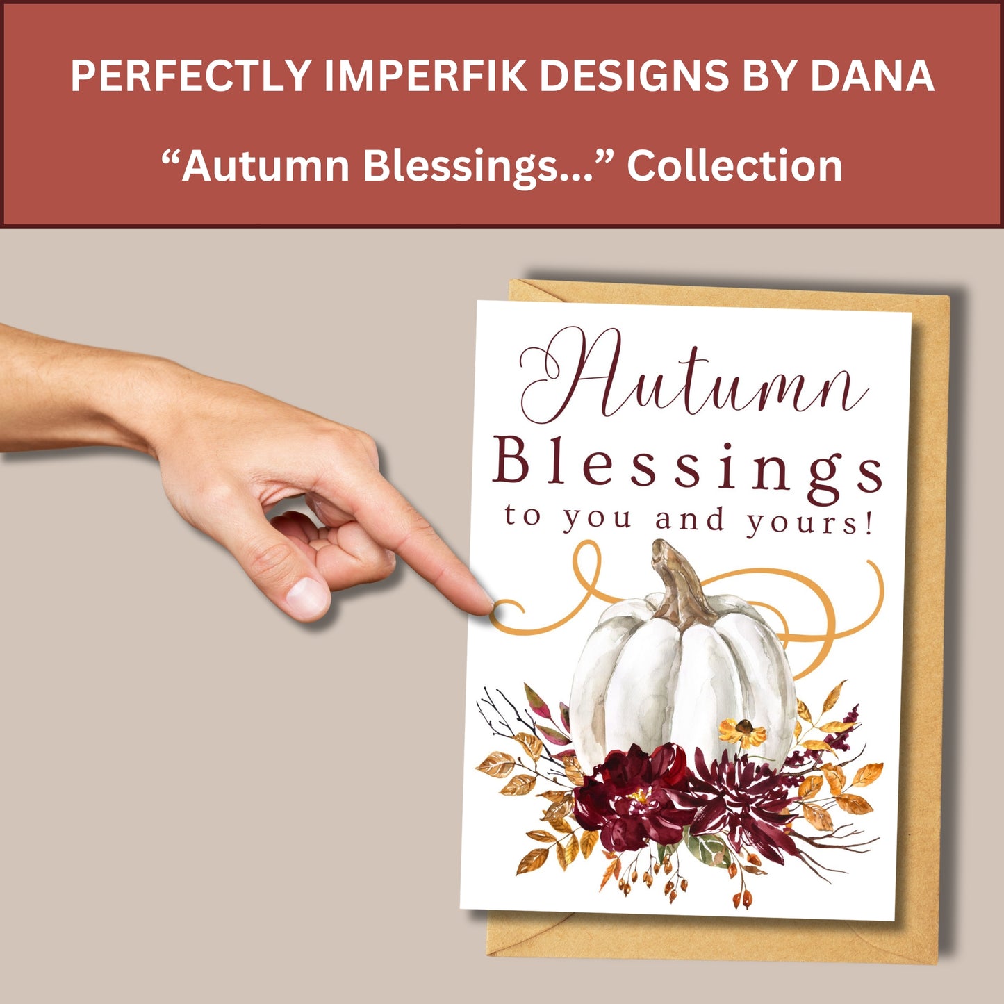 Digital 'Autumn Blessings' Download Greeting Card 5x7 Print Cut & Fold