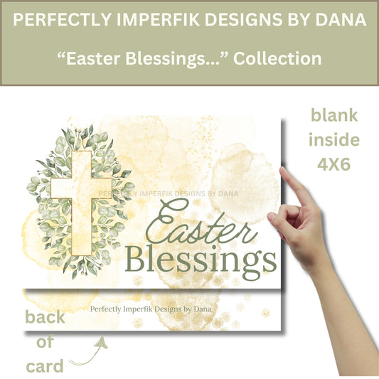 5X7 in. Digital ‘Easter’ Greeting Card Download feat. Cross. Print, Cut & Fold.