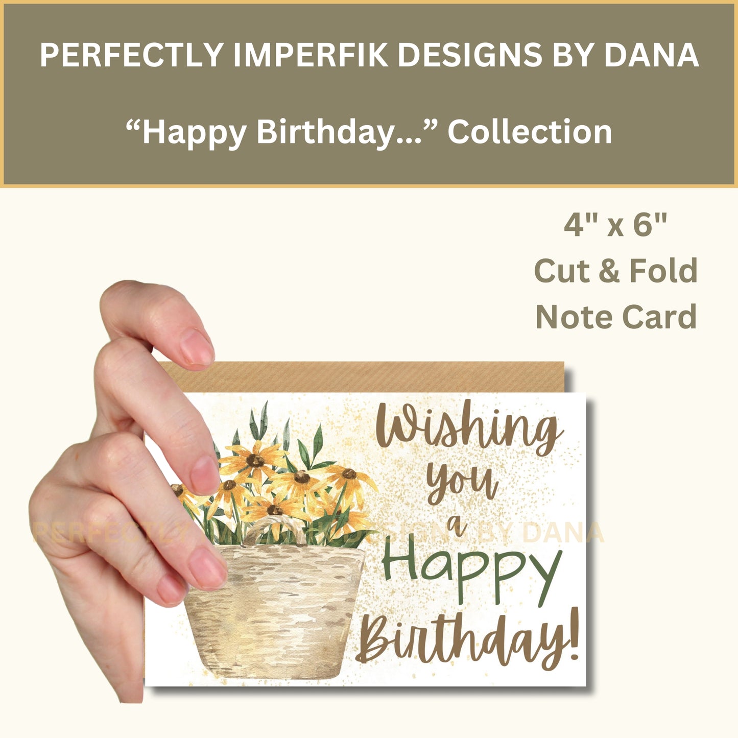 Digital Birthday Greeting Card 4X6 Inch Black-Eyed Susan Floral